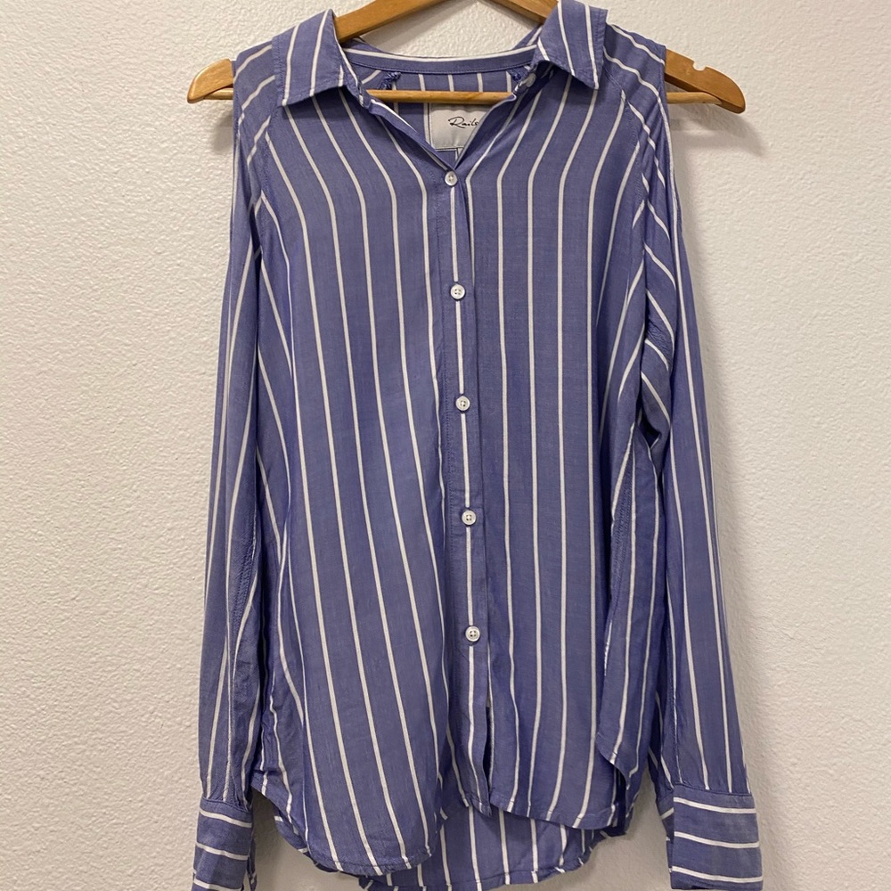 Rails Sadie Ocean Stripe Cold Shoulder Button Up